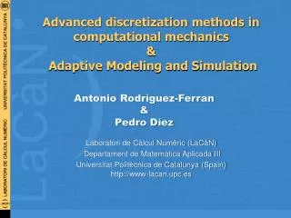 Advanced discretization methods in computational mechanics &amp; Adaptive Modeling and Simulation