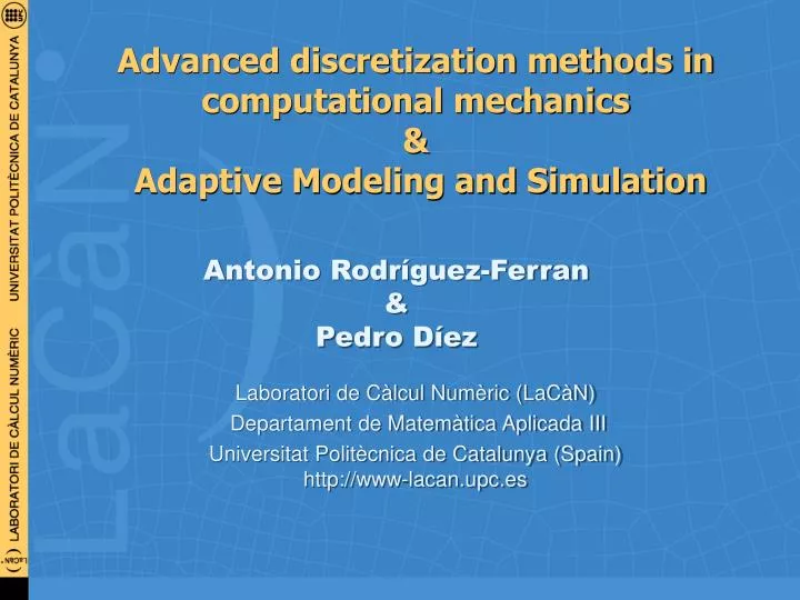 advanced discretization methods in computational mechanics adaptive modeling and simulation