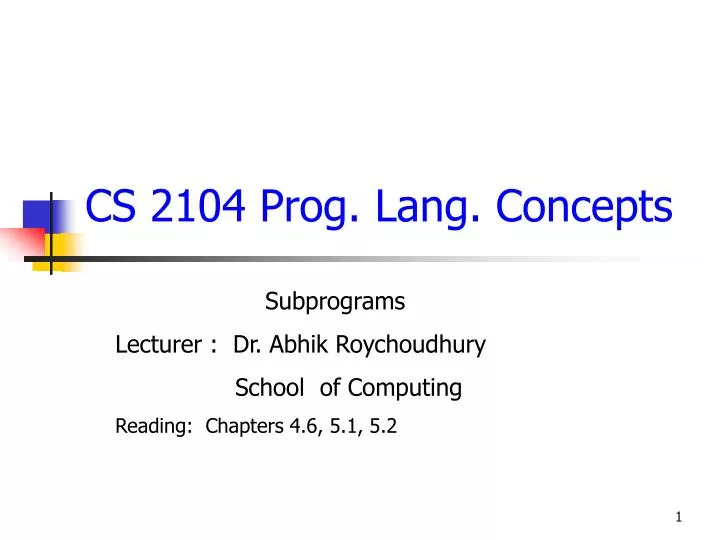 cs 2104 prog lang concepts