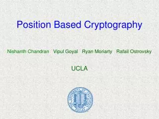 Position Based Cryptography
