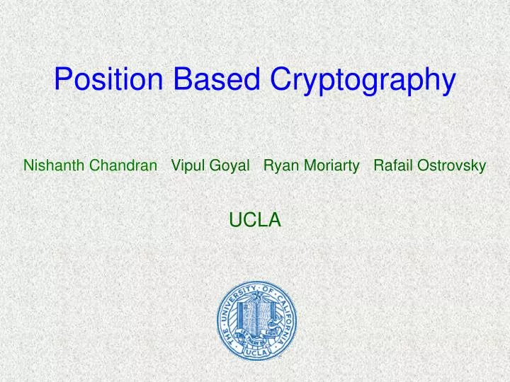 position based cryptography
