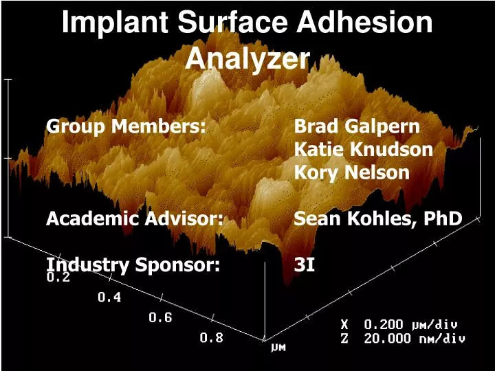 implant surface adhesion analyzer