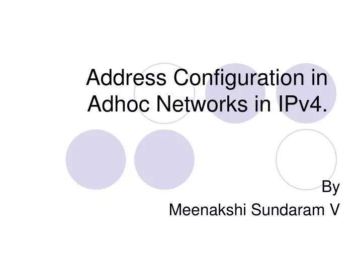 address configuration in adhoc networks in ipv4