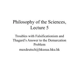 Philosophy of the Sciences, Lecture 5