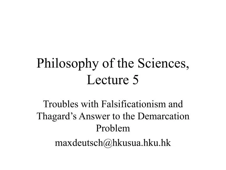 philosophy of the sciences lecture 5