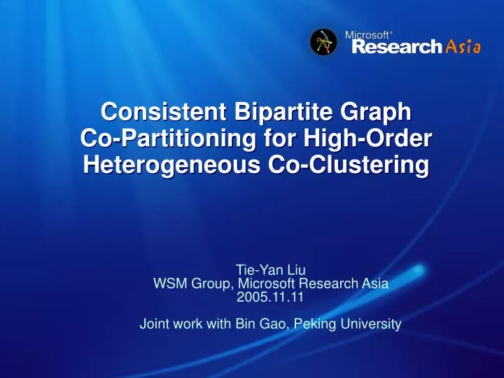 consistent bipartite graph co partitioning for high order heterogeneous co clustering