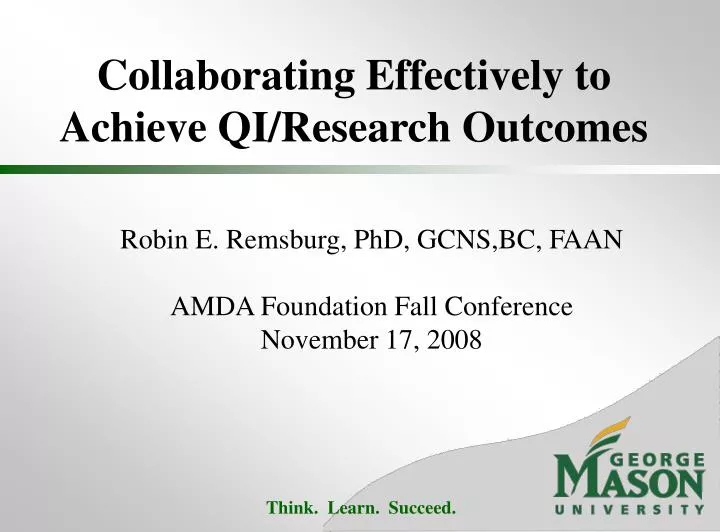 collaborating effectively to achieve qi research outcomes