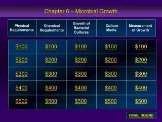 Chapter 6 – Microbial Growth