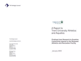 A Report to Trent University Athletics and Aquatics