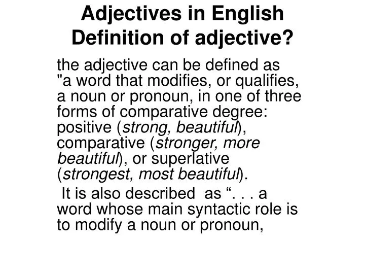 adjectives in english definition of adjective