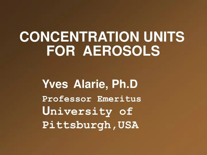 concentration units for aerosols