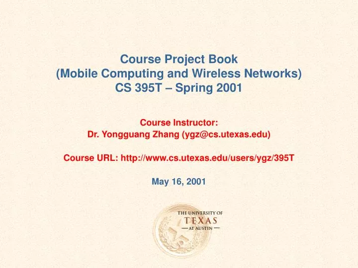 course project book mobile computing and wireless networks cs 395t spring 2001