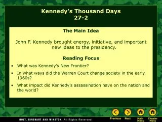Kennedy’s Thousand Days 27-2