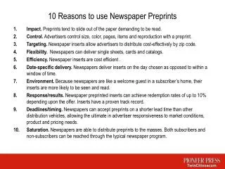 10 Reasons to use Newspaper Preprints