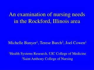 An examination of nursing needs in the Rockford, Illinois area