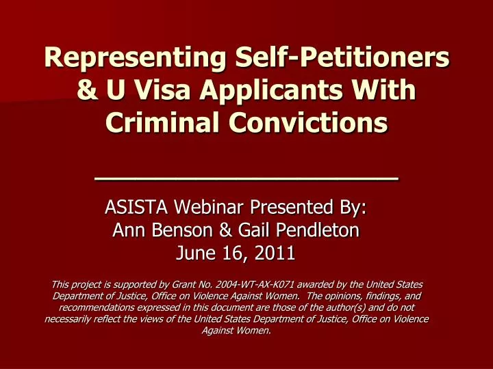 representing self petitioners u visa applicants with criminal convictions