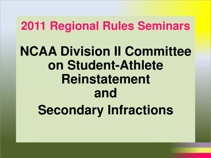 2011 regional rules seminars