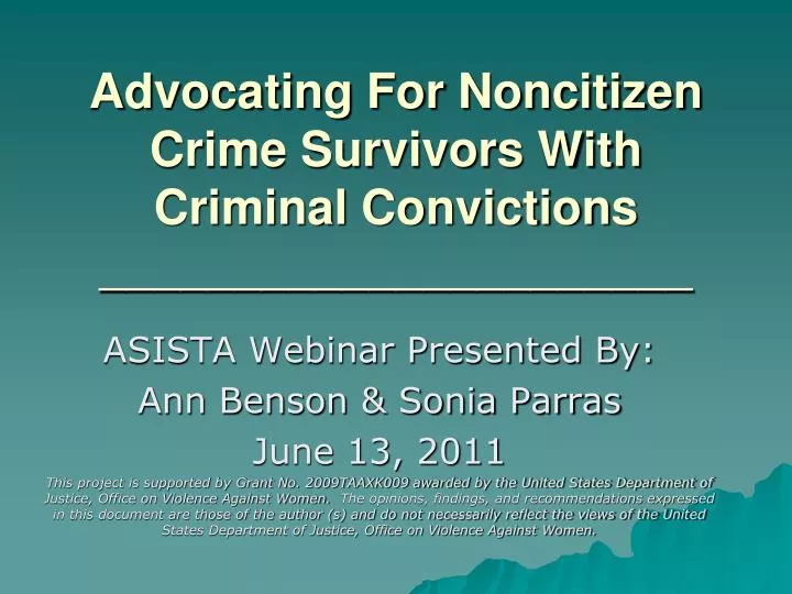advocating for noncitizen crime survivors with criminal convictions