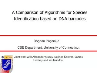 A Comparison of Algorithms for Species Identification based on DNA barcodes