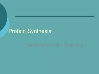 Protein Synthesis