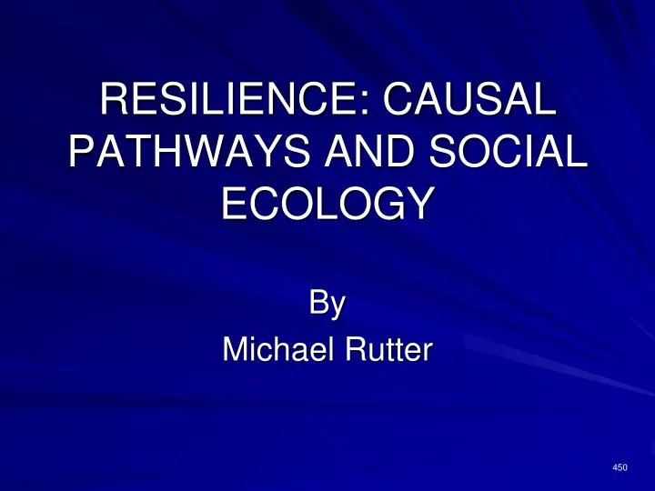 resilience causal pathways and social ecology
