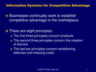Information Systems for Competitive Advantage
