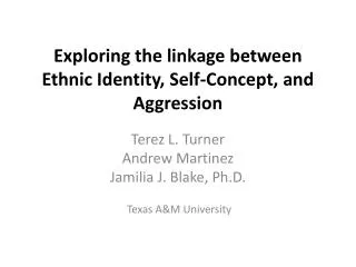 Exploring the linkage between Ethnic Identity, Self-Concept, and Aggression