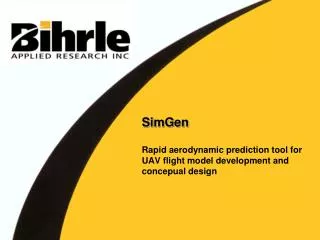 SimGen Rapid aerodynamic prediction tool for UAV flight model development and concepual design
