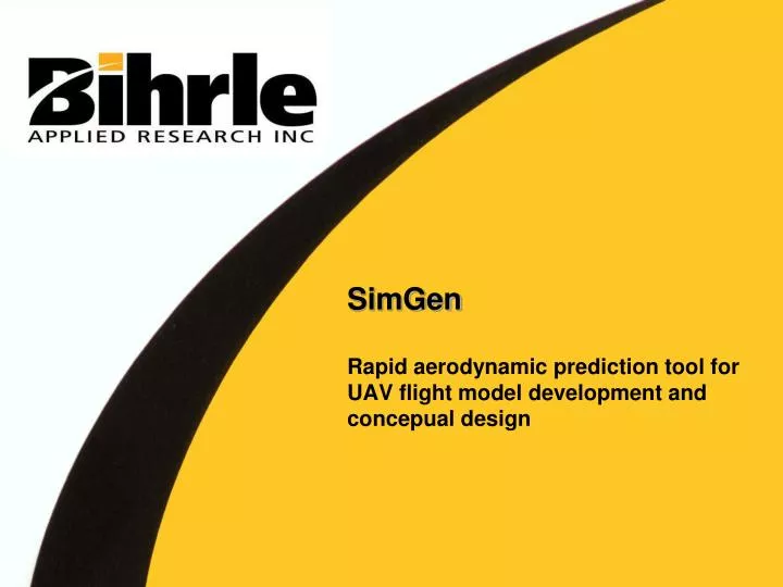 simgen rapid aerodynamic prediction tool for uav flight model development and concepual design