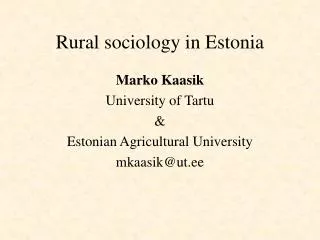 Rural sociology in Estonia