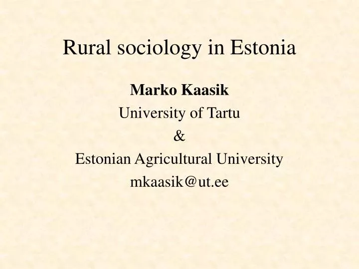 rural sociology in estonia