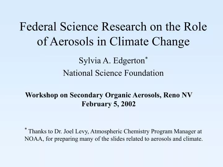 federal science research on the role of aerosols in climate change