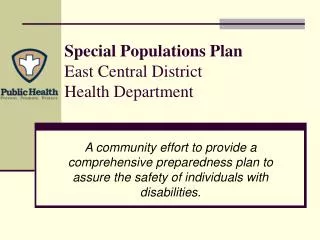 Special Populations Plan East Central District Health Department