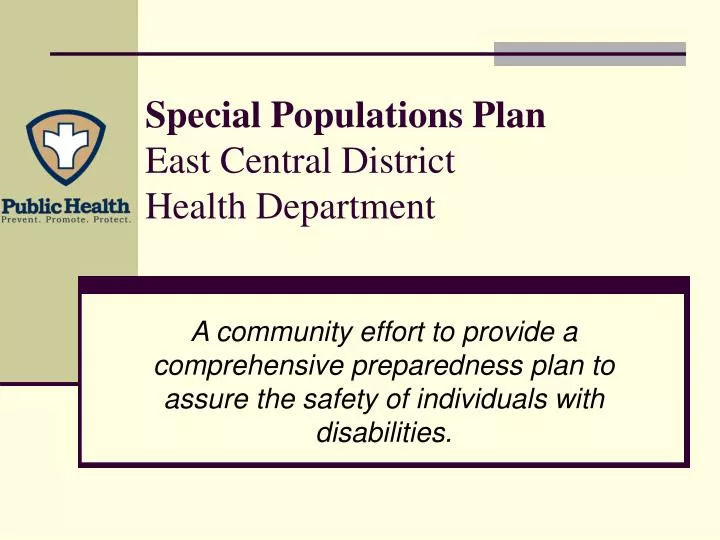special populations plan east central district health department