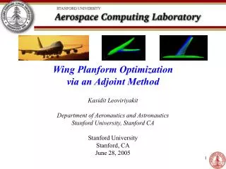 Wing Planform Optimization via an Adjoint Method