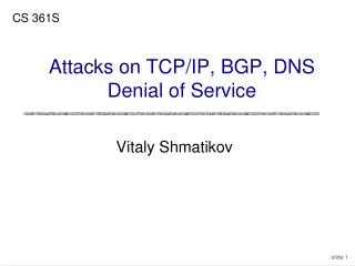 Attacks on TCP/IP, BGP, DNS Denial of Service