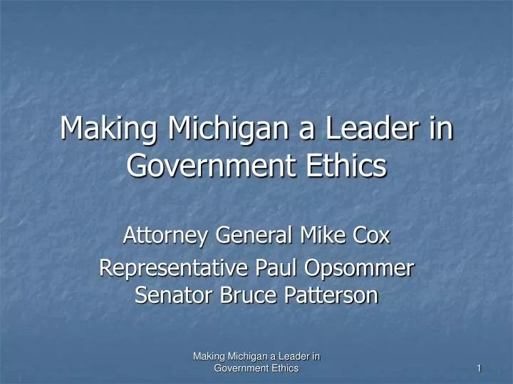 making michigan a leader in government ethics
