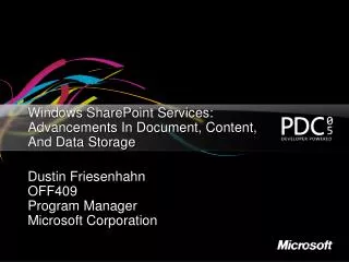 Windows SharePoint Services: Advancements In Document, Content, And Data Storage