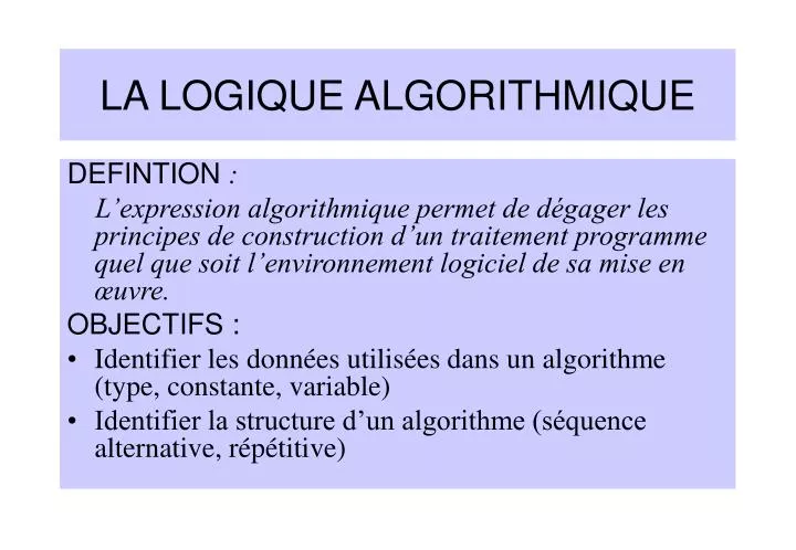 la logique algorithmique