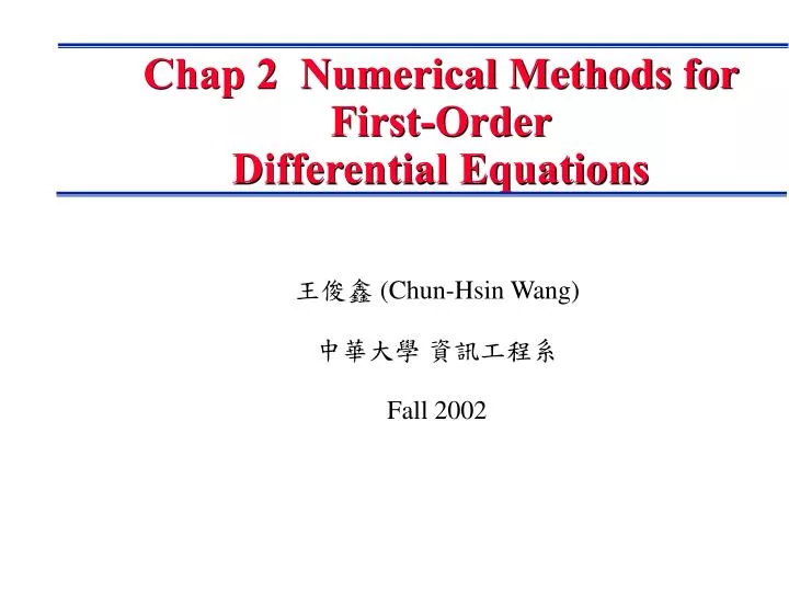 chap 2 numerical methods for first order differential equations