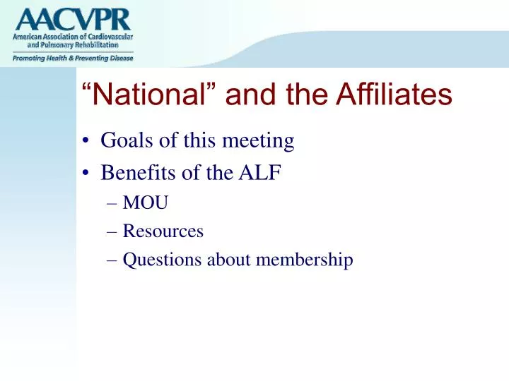 national and the affiliates