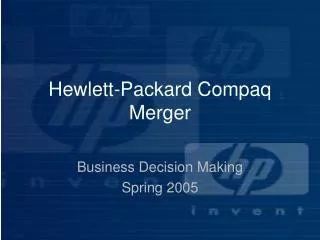 Hewlett-Packard Compaq Merger