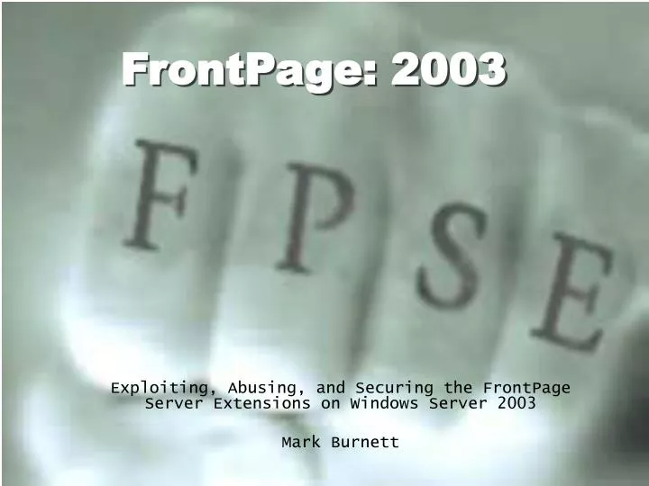 frontpage 2003