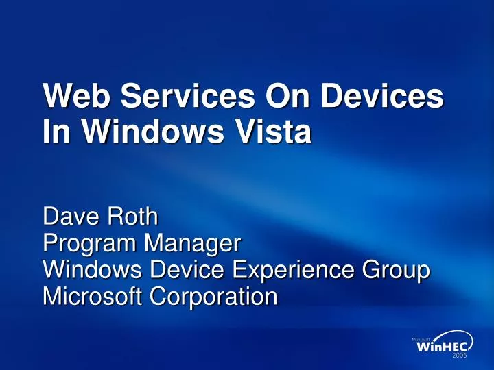 web services on devices in windows vista