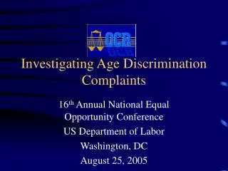 Investigating Age Discrimination Complaints