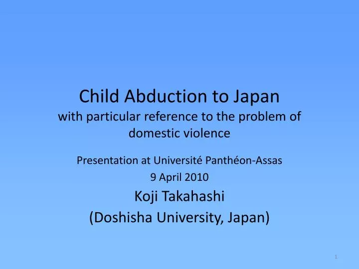 child abduction to japan with particular reference to the problem of domestic violence