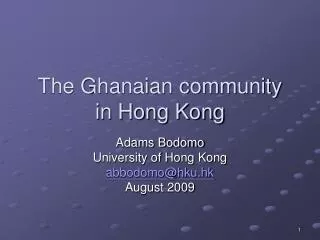 The Ghanaian community in Hong Kong