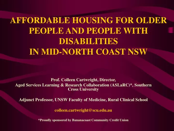 affordable housing for older people and people with disabilities in mid north coast nsw