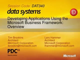 Developing Applications Using the Microsoft Business Framework: Overview