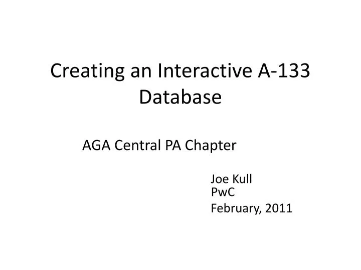 creating an interactive a 133 database